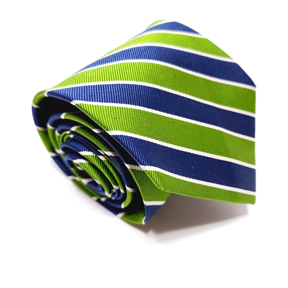 Jos. A. Bank Necktie Green Stripe Pattern Silk Neck Tie Repp Fabric 59x3.5"